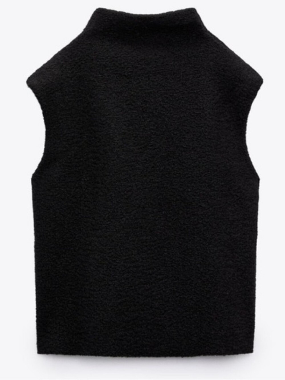 Zara Oversized Mock Neck Textured Fleece Vest Top